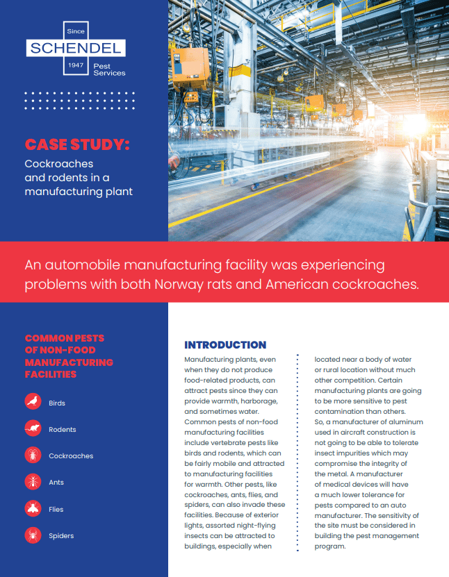 CASE STUDY: Cockroaches and rodents in a manufacturing plant