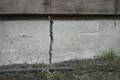 Crack in the foundation of a house